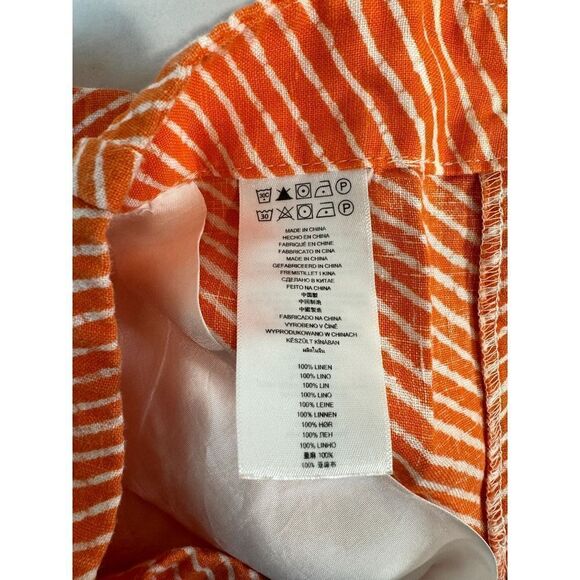 Michael Kors Orange Striped Dress Shorts 100% Linen-- Size 4 - Picture 9 of 9